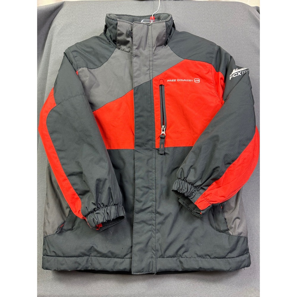 Free Country Boy's FCXtreme Winter Jacket Red‎ Charcoal Grey Size S 7/8 Ripstop